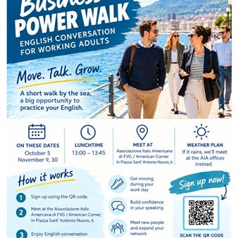 Business power walk in English a Trieste