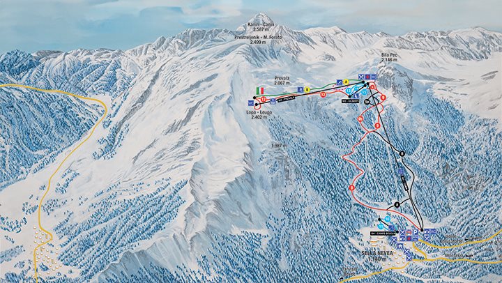 Paragrafo di Testo Ski map - Sella Nevea - ALL SEASON! senza Bovec